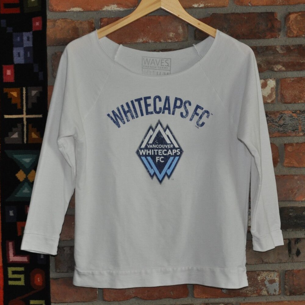 Vancouver Whitecaps FC Soccer Distressed White French Terry Top M